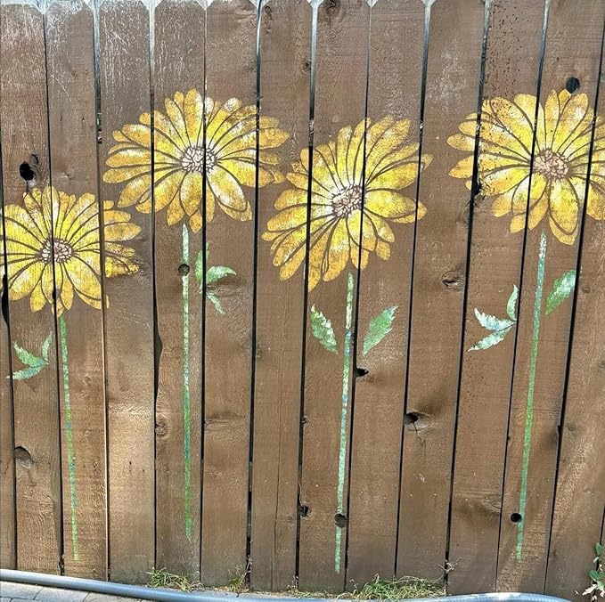 Large Flower Stencils for Painting Daisy Flower Stencils for Walls 14” Floral Stencil Templates for Garden Fence Wood Furniture Fabrics