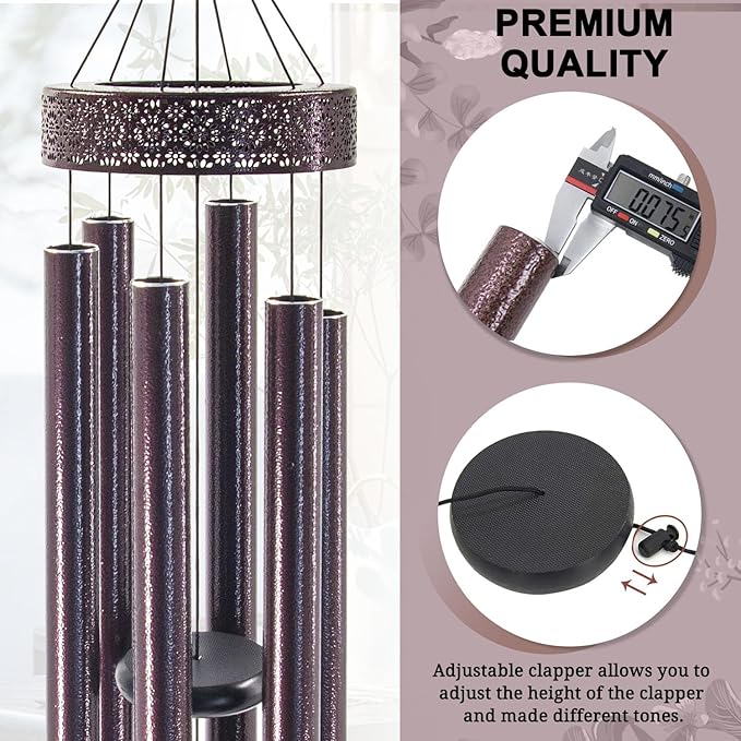 ASTARIN 48'' Wind Chimes for Outside Deep Tone - Large Windchimes with 6 Heavy Tubes, Memorial Wind Chimes Outdoor for Garden Hanging Décor,Sympathy Gifts，Bronze