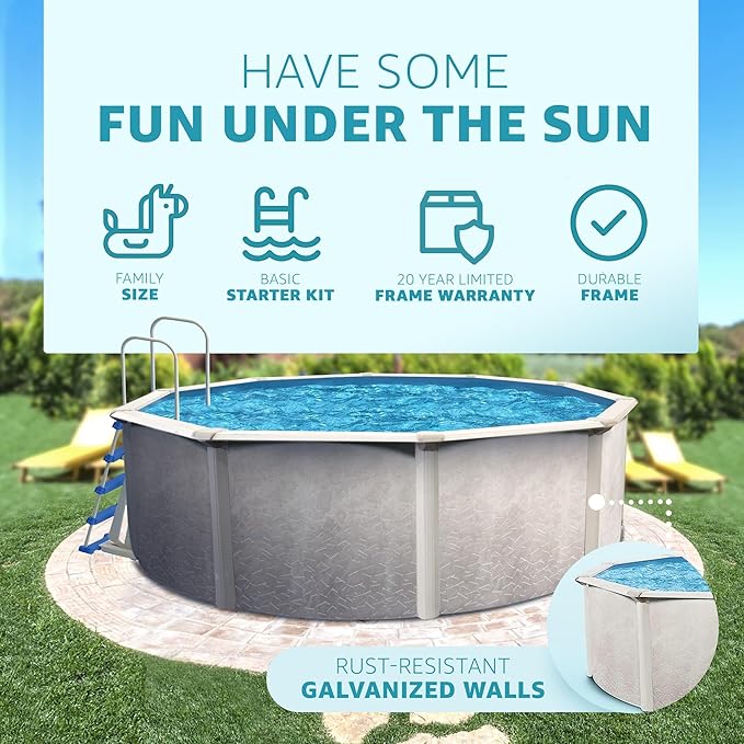 Aquarian Phoenix 21 Foot Round x 52 Inch Deep Steel Frame Above Ground Swimming Pool Set with Sand Filter, Pump, Ladder, Pool Liner, and Skimmer