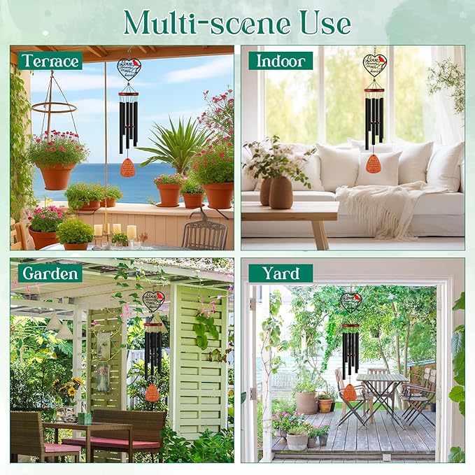 Kathfly Cardinal Wind Chimes for Loss of Loved One, 28" Memorial Wind Chimes for Outside, Cardinal Sympathy Bereavement Condolence Funeral Windchime Gifts for Loss of Lover Mom Father Husband
