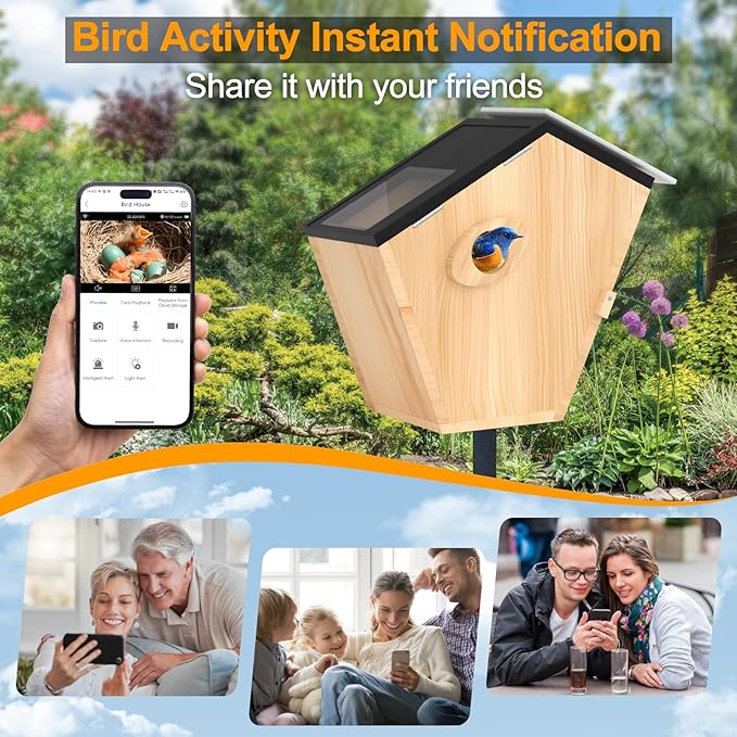 Pinaple Bird House with Camera, Smart Bird House Solar Powered,5MP Full Color IR Night Vision Bird Watching Wireless Camera,2.4G WiFi APP Controlled Auto Notification,Ideal Gift for Bird Lovers