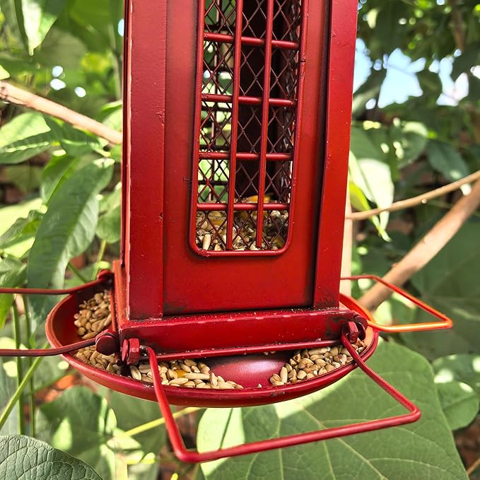 Berfutall-Metal Bird Feeders for Outdoors Hanging, Gravity Protection Squirrel-Proof Wild Birdfeeder，Mesh Hanging Feeder for Eaves, Balcony, Trees - Rotating Beacon, Ideal Gift for Bird Lovers (B)