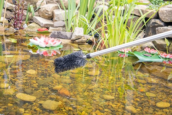 PondH2o Water Garden Koi Fish Pond Brush with Telescoping Handle to 70 Inch, Scrubbing Brush for Routine Water Garden Koi Fish Pond Maintenance & Cleaning