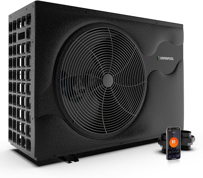 105000BTU Inverter Electric Pool Heater, Smart WiFi Control Pool Heat Pump for 30000 Gallons In and Above Ground Swimming Pools, Timer Function, Heat and Cool, Energy Efficient, 220V