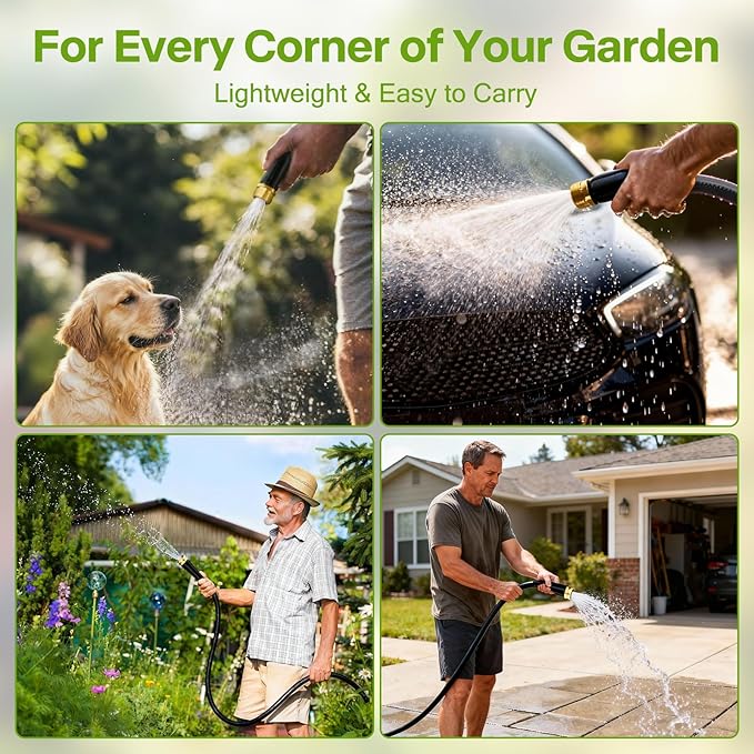 75 FT Non-Expanding Garden Hose，Ultra-Lightweight Flexible Anti-Kink Water Hose, Upgraded Fabric-Covered，High-Pressure & Burst-Resistant，Lead-Free.