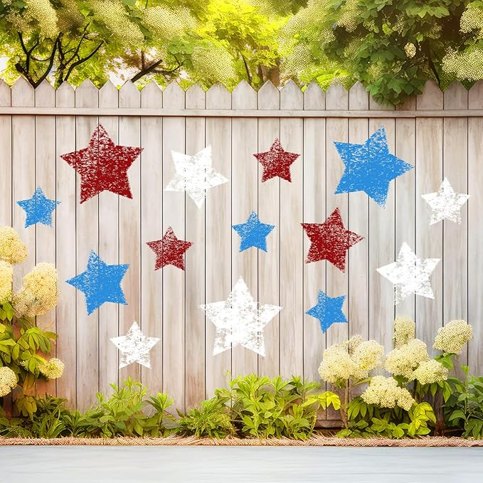 Weysat 3 Pcs Independence Day Large Star Stencil for Yard Star Stencils Crafts Reusable for Painting on Lawn, Wood, Paper, Fabric, Glass, Wall, 4th of July Project