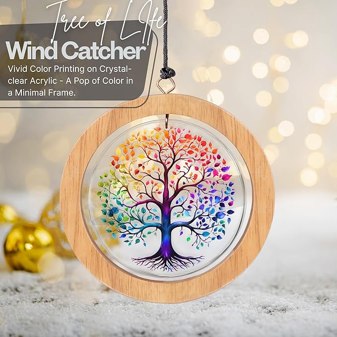Wind Chimes for Outside, Wind Chimes Outdoor Clearance, Deep Tone Outdoors, Tree of Life Wind Chime, Memorial, Sympathy Gift, Patio, Porch, Home Décor, Modern, Acrylic Art, Silver (34" Tree of Life)