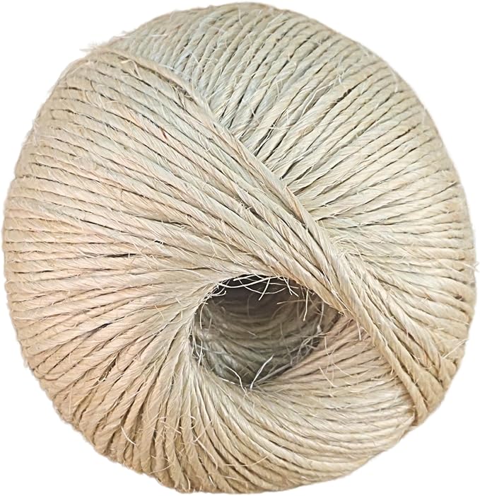 Premium Brazilian Sisal Twine, Natural Fiber 100% Sisal, Heavy-Duty, Ultra Durable, Ideal for DIY Projects, Home Decor, Gardening, Crafting, Gifting, Wrapping (656 ft / 200 m Ball)