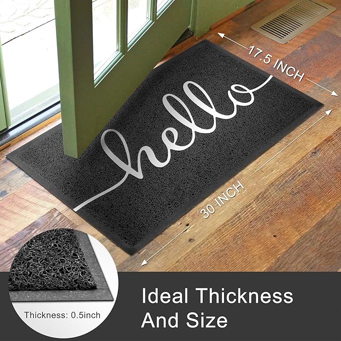 KILOCOCO Outdoor Mat Front Door Mat Welcome Mats Low Pile Doormat Entrance Non-Slip High Traffic Area Easy Clean Rubber Backed Entry Mats Hello Doormats for Garage Yard Patio Kitchen Indoor,18"x30"