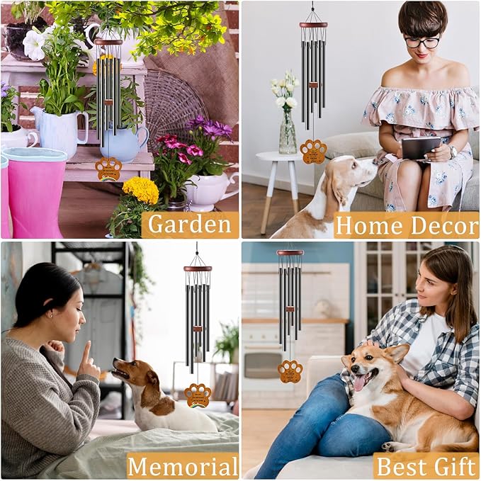 Memorial Gifts for Loss of Dog - Rainbow Bridge Pet Memorial Wind Chimes Pet Sympathy Remembrance Gift for Loss of Dogs in Memory of Dogs Wind Chimes for Outside Garden Patio Condolence