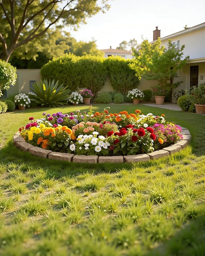 VEVOR Faux Stone Landscape Edging, No Dig Garden Edging Border, Flexible Blocks for Lawn Edging, Flower Beds, Driveway, Yards with 12 Spikes, 4 Pack 24 Bricks 16FT Kit, 46.5" Lx 3.7" W x 2.2" H, Beige