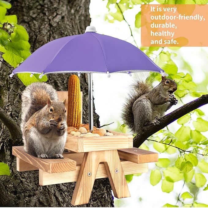 Squirrel Picnic Table Feeder Replacement Mini Umbrella for Outside (Purple)