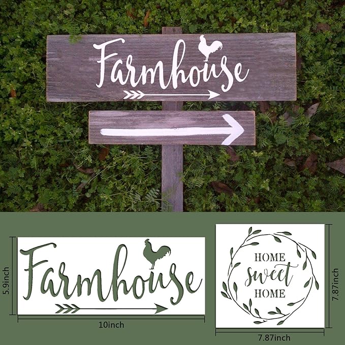 Farmhouse Stencils Farm Theme Reusable Stencils for Painting on Wood Animals Flower Vintage Truck Pattern Stencil for Drawing DIY Scrapbooking Furniture Wall Signs Floor Fabric Decors