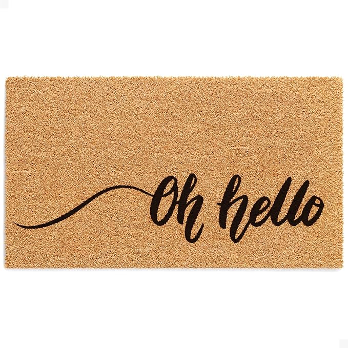 THEODORE MAGNUS Door Mat - Welcome Mat for Front Door with Non-Slip Backing - Durable Coir Doormat - Perfect for Outside Entrance and Entryway Matt - Outdoor/Indoor - Oh Hello - 17" x 30"