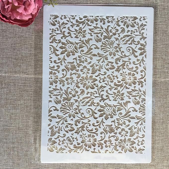 TIAMECH A4 Reusable Leaves Stencil for Painting - Small Leaves Texture Layering Template, DIY Wall Art, Wood Furniture, Scrapbook & Crafts (8.3x11.7inch)
