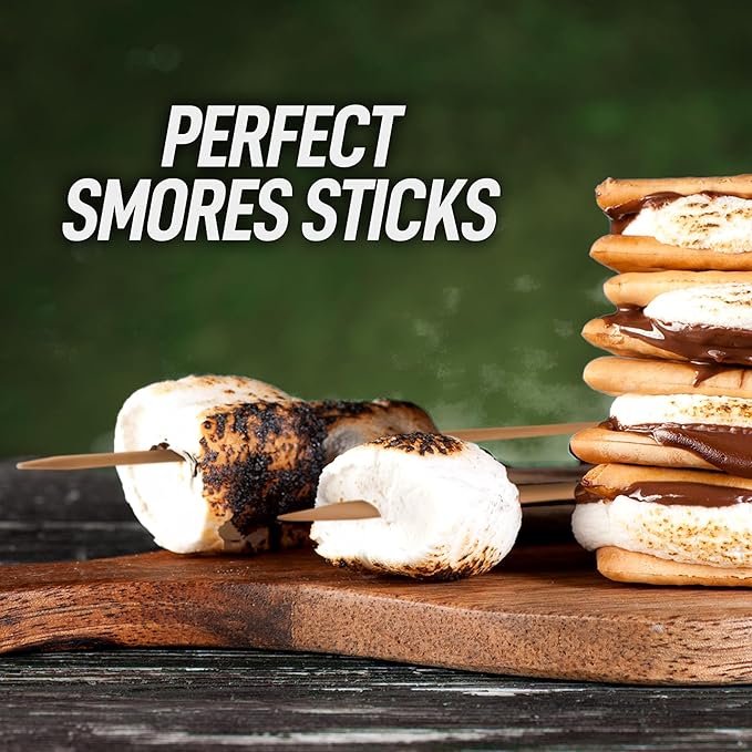 Zulay Kitchen Authentic Bamboo Marshmallow Smores Sticks - 30" Extra Long 5mm Heavy-Duty Bamboo Skewers - Ideal for Grilling & Camping