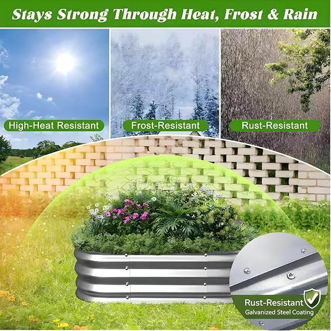 Galvanized Raised Garden Bed for Gardening - 48x48x11in Large Thickened Metal Planter Box Outdoor for Vegetables, Flowers,Herbs,Above Ground Garden Containers Square