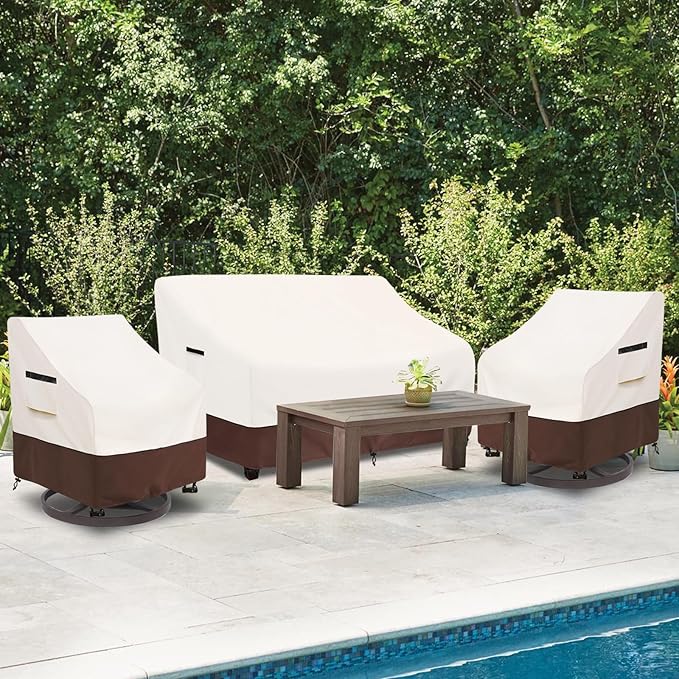 Outdoor Couch Covers,53 Inches Outdoor Sofa Cover, Waterproof Patio Furniture Cover,Furniture Covers for Patio Seating (Beige)