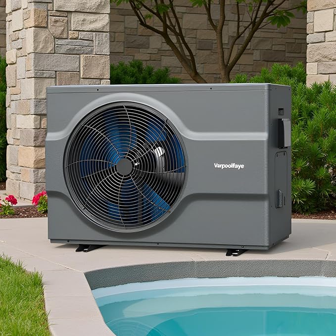 Inverter Electric Pool Heater for Inground Pool 120000 BTU Swimming Pool Heat Pump Above Ground Pool Heater 220V 33000 Gallon Heating or Cooling WiFi Control Schedule
