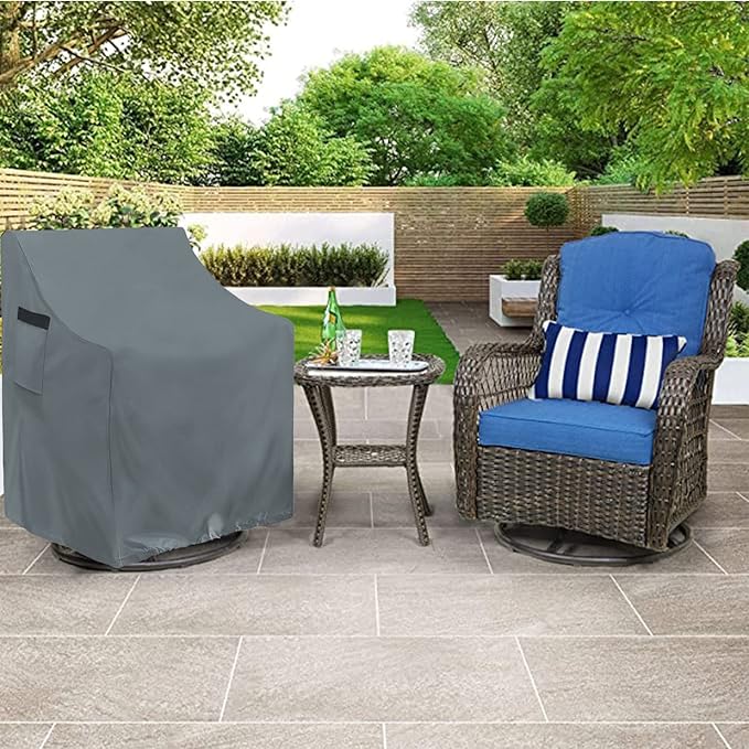 Outdoor Swivel Chair Cover 2 Pack, Fits to 30" L X 34" W X 38.5" H Patio Chair Covers, 420D Tear-Resistant, UV Resistant, Waterproof Outdoor Chair Covers Grey