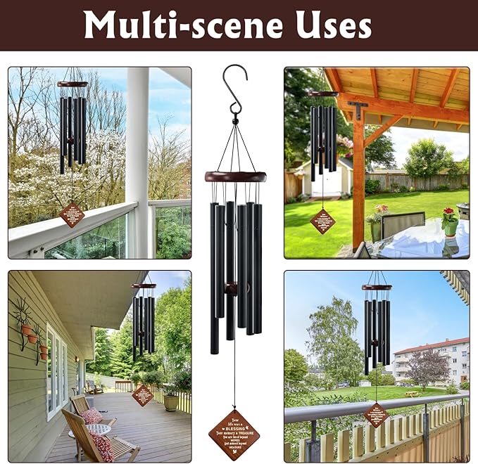 Memorial Wind Chimes for Grieving Hearts – 36" Sympathy Gift for Loss of Mom, Dad, Brother & Loved Ones | Hand-Tuned Soothing Tones, Durable Outdoor Decor for Garden, Patio, or Remembrance Space