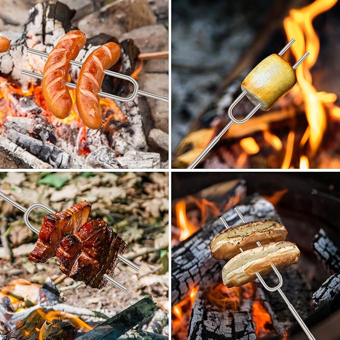 Smores Sticks for Fire Pit – Marshmallow Roasting Sticks & Hot Dog Roasting Sticks, Extendable Stainless Steel Smore Skewers for Campfire Cooking and Camping Essentials, 32 Inch (5-Pack)