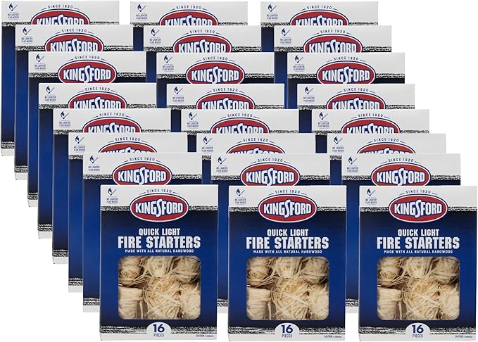 Kingsford Quick Light Fire Starter Rolls, All Natural Hardwood with Paraffin, Water Resistant and Easy Lighting for Charcoal, Pellet Grills, Smokers, Campfires, Outdoor Fireplaces, 16 Count - 24 Pack