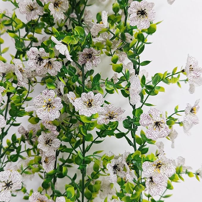 4 Pcs Faux Flowers Garland Plant, Artificial Vines Hanging Flowers Leaves Greenery Garland for Wedding Backdrop Arch Wall Decor, 6 Feet/pcs UV Resistant Indoor Outdoor