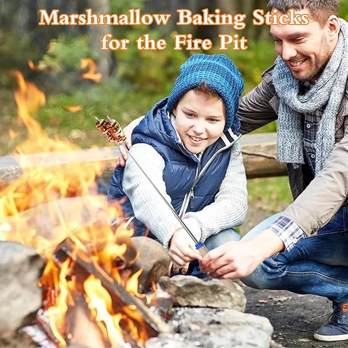 32 Inch Marshmallow Roasting Sticks Bulk, Smores Skewers for Fire Pit Kit, Hot Dog Camping Skewers Accessories Campfire Marshmellow Extendable Forks Bbq Tools Smores Sticks(20 Pack)