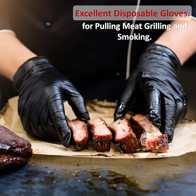 BBQ Gloves 2 Cotton Glove Liners and 50 Disposable Nitrile for Cooking Baking Grilling Washable Cotton Liners Powder Latex Free Nitrile Gloves