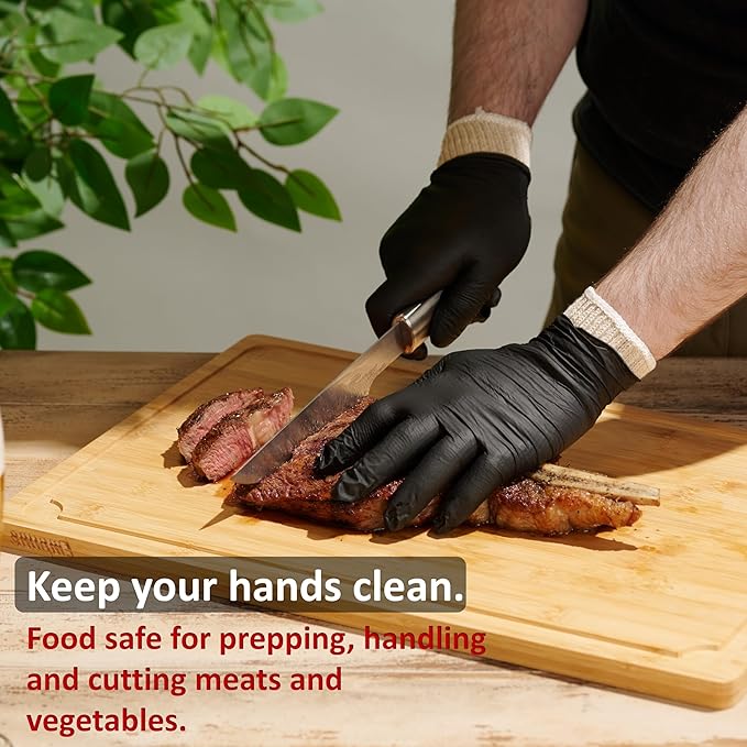 BBQ Gloves 2 Cotton Glove Liners and 50 Disposable Nitrile for Cooking Baking Grilling Washable Cotton Liners Powder Latex Free Nitrile Gloves