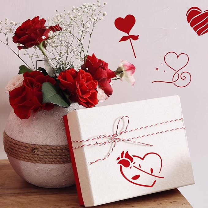 Marspark 66 Pcs Spring Easter Small Stencils for Crafts Reusable 3 Inch Stencils for Painting on Wood DIY Craft Paint Template for Wall Home Decor Card Rock Canvas Drawing Holiday (Love Heart)