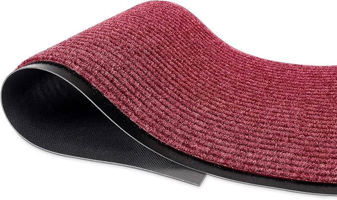 LuxUrux Christmas Door Mat - 3x5 ft, Heavy Duty, Indoor/Outdoor, Waterproof, Easy to Clean, Low-Profile Entry Mat with Festive Striped Red Design