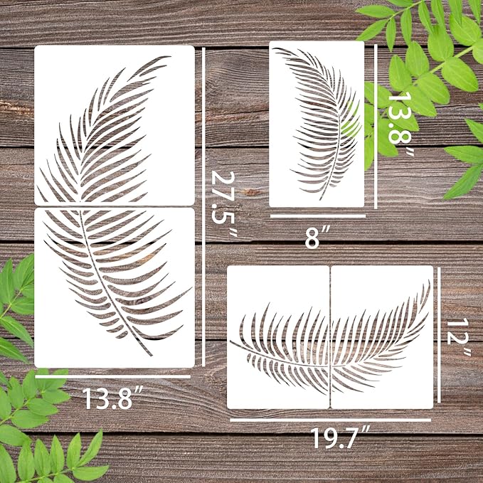 Large Leaf Stencils for Painting on Walls Palm Stencil Tropical Leaves Stencils for Crafts Furniture Wood Fabrics