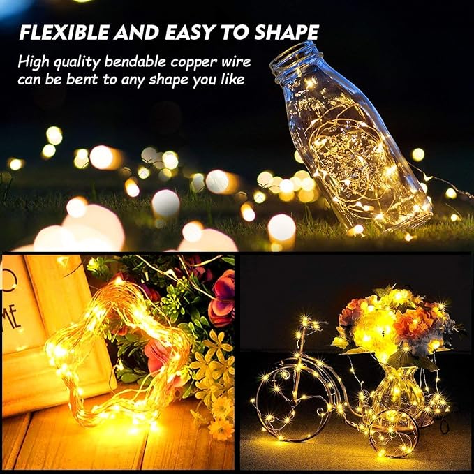 YoTelim LED Fairy String Lights with Remote Control - 2 Set 100 LED 33ft/10m Micro Silver Wire Indoor Battery Operated LED String Lights for Garden Home Party Wedding Festival Decorations(Warm White)