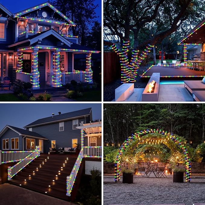 LED Rope Lights Outdoor String Lights,100ft 300LED Flexible Tube Lights Connectable Fairy String Light Plug in Waterproof 8 Modes for Indoor,Outside Home,Yard,Pool,Wedding,Garden,Patio Holiday Decor