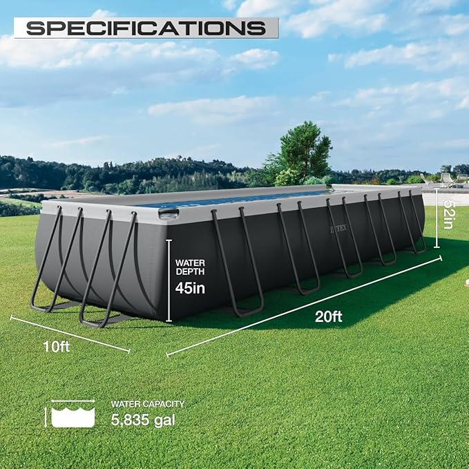 INTEX 26357MZ 20ft x 10ft x 52in Ultra XTR Deluxe Rectangular Above Ground Swimming Pool Set, Includes 1500 GPH Sand Filter Pump, SuperTough Puncture Resistant, Rust Resistant, Easy to Assemble