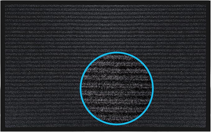 LuxUrux Striped Black Door Mat - Heavy Duty, Indoor/Outdoor, Easy to Clean, Waterproof, Low-Profile (4 x 8 Feet) - Ideal for Entry, Patio - Durable Solution for High-Traffic Entrance Ways