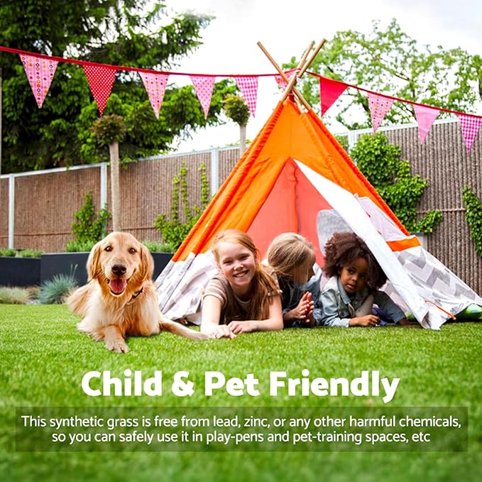 Artificial Grass Rug Outdoor Indoor 2FTX83FT Fake Grass Carpet Green Synthetic Grass Pet Turf Realistic Faux Grass Rug with Drain Holes for Garden Lawn Landscape Balcony Home Decor Patio