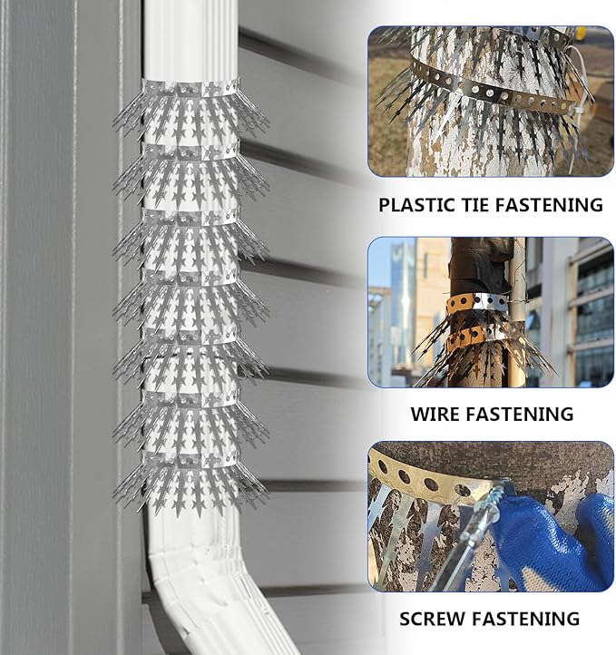 Bird Squirrel Spikes and Squirrel Proof Baffle,for Bird Feeders and Pole,Outside Fence,Wall,Tree,Drainpipes,Deterrent Effective Against Pigeons,Raccoons,Mice and Cats.80 inches
