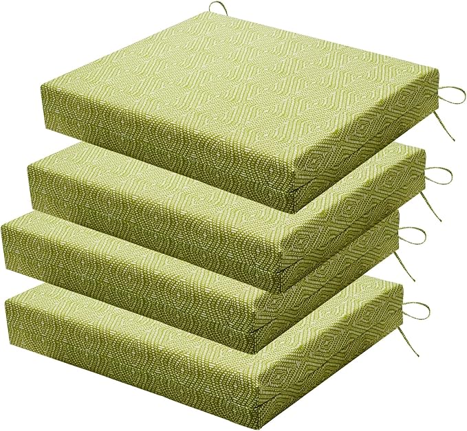 Outdoor Chair Cushions Set of 4, 18.5 x 16 Inch Patio Chair Cushion for Outdoor Furniture, Water Resistant Outdoor Patio Chair Cushions with Non-Slip Ties(Digby Macaw)