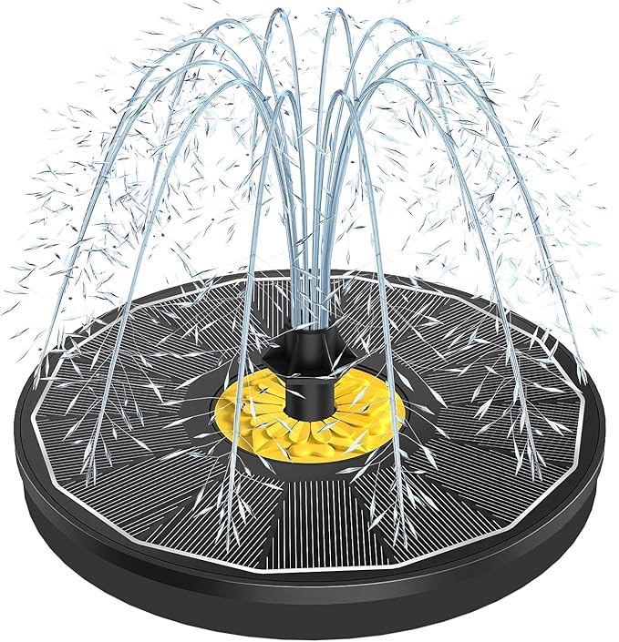 Yzert Solar Bird Bath Fountains,3.5W Glass Panel Solar Fountain Pump for Bird Bath No Battery,Solar Water Fountain Outdoor with 4 Fixed Pipes 7 Nozzles(Black)