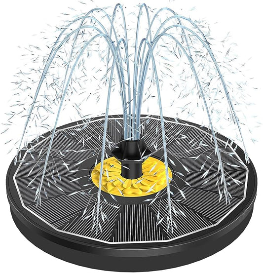 Yzert Solar Bird Bath Fountains,3.5W Glass Panel Solar Fountain Pump for Bird Bath No Battery,Solar Water Fountain Outdoor with 4 Fixed Pipes 7 Nozzles(Black)