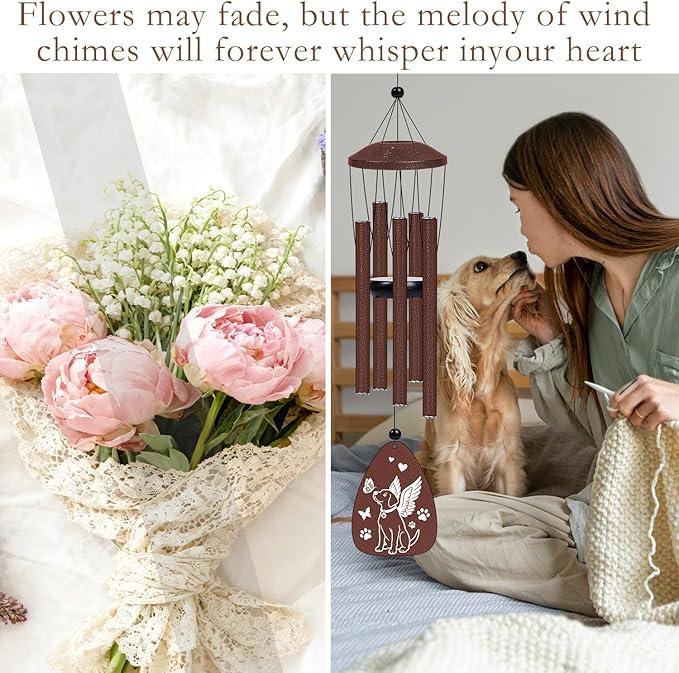 Pet Memorial Gifts for Loss of Dog - Pet Memorial Wind Chimes for Loss of Dogs Pets Sympathy Remembrance Bereavement Gift in Memory of Dog Wind Chimes for Outside Garden Patio Condolence