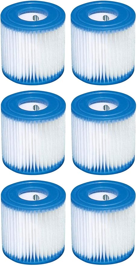 Intex 4 Person Metal Frame Outdoor Above Ground Pool Set with Drain Plug, Filter Pump, and 6 Type H Replacement Filter Cartridges, Blue