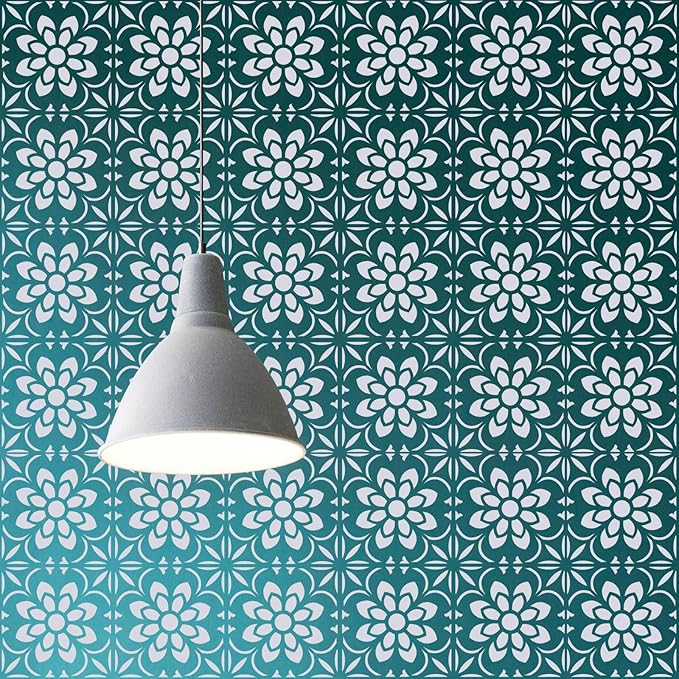 Reusable Stencils for Painting Floors, Tiles, Walls, Walkway, Patio, Front Porch, Concrete Floor Stencil Tile Stencils, 4-Pack, 8x8 Inches, Sunflower Pattern