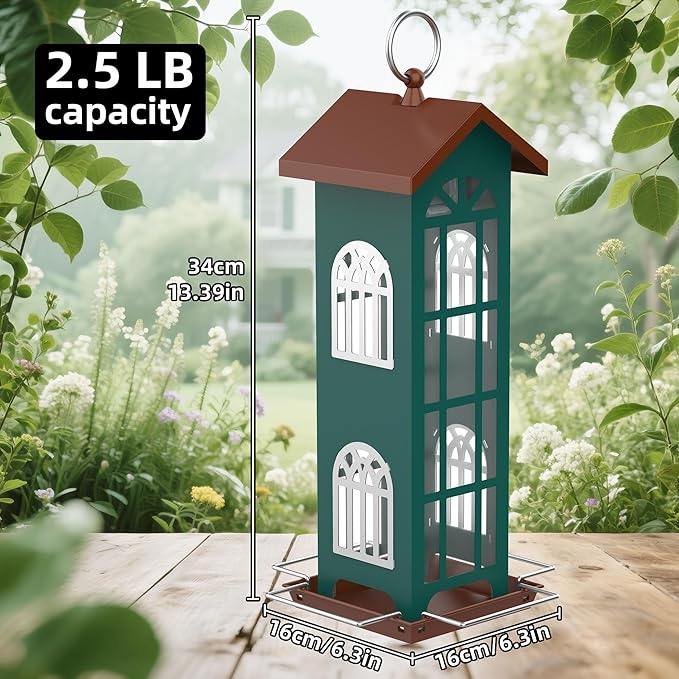 Metal Bird Feeder Bird Feeders for Outdoors Hanging,Waterproof and Rust-Proof,Easy Cleaning,Wild Bird Feeders Attracting Chickadees Goldfinches Cardinals Finches and Sparrows