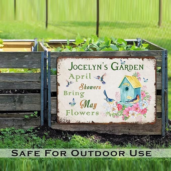 Personalized Metal Signs with Name Made in USA Custom Vintage Garden Sign Waterproof Vintage Decorative Metal Print for Wall Decor Customized Home Garden Ideas Gifts Artwork Prints for Yard Ourdoor