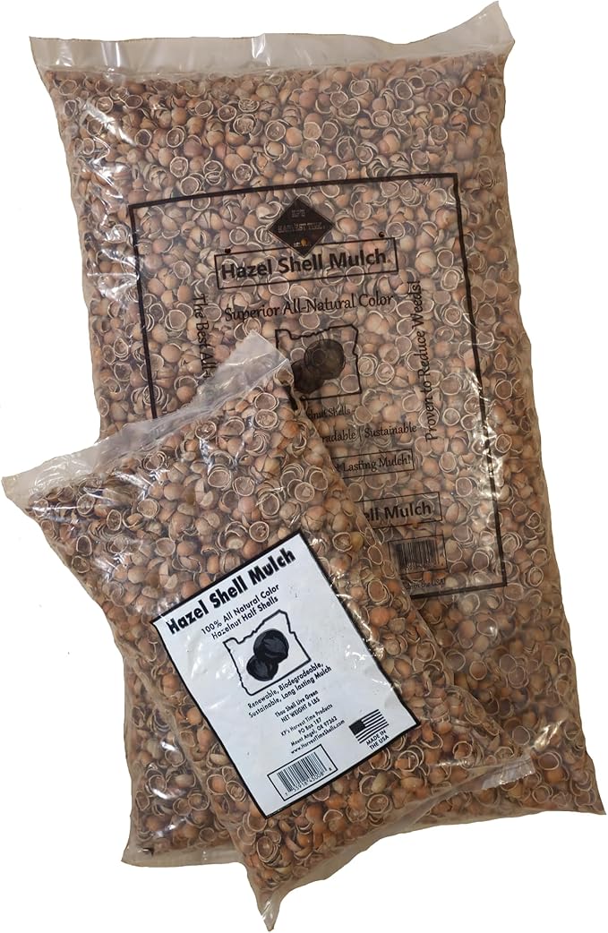 Hazel Shell Mulch Amendment Product - 1.5 Cubic Foot (Hazelnut Shells) 100% Natural Mulch | Landscaping, Flower Beds, Garden, Potted Plant Mulch