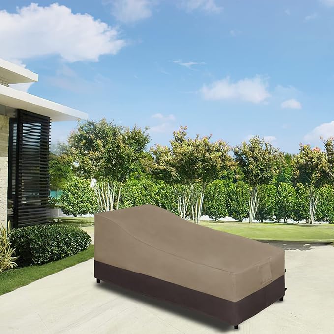 Easy-Going Waterproof Outdoor Chaise Lounge Cover, Heavy Duty Patio Lounge Chair Cover, Windproof Outdoor Furniture Cover with Air Vent 2 Pack-78Wx35.5Dx33H inch, Camel/Dark Brown